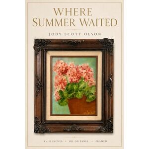 Geraniums Original 8x10 Oil Painting Framed Floral Still Life Signed
